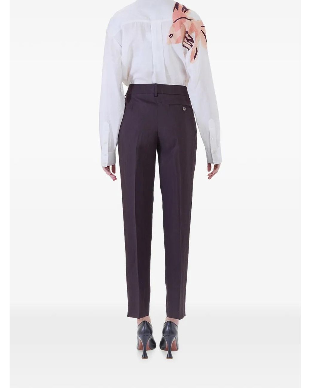 Paul Smith Blue Linen Pleated Tailored Trousers