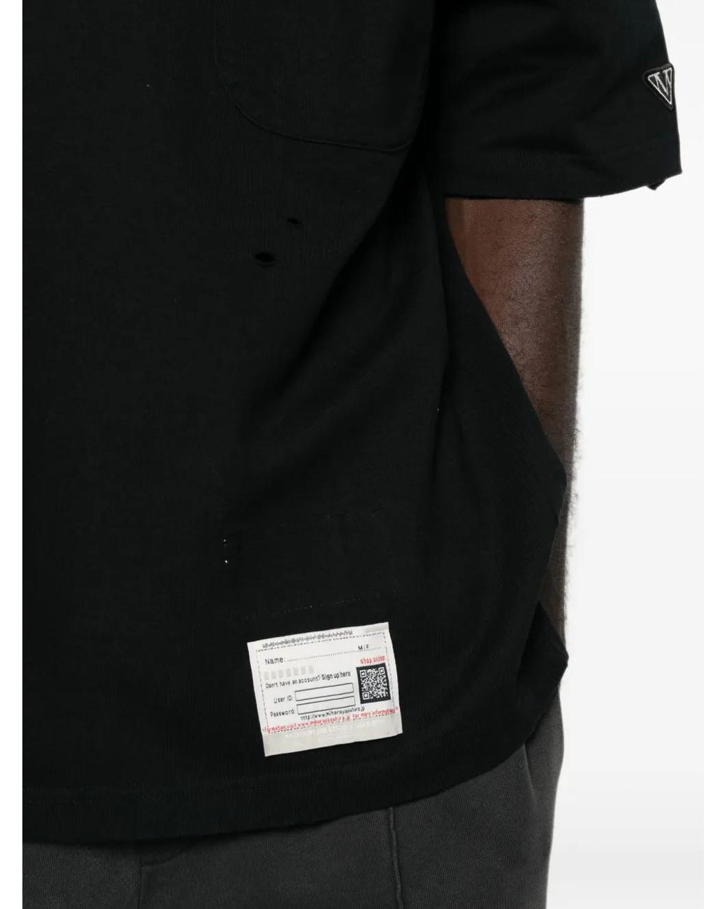 Maison Mihara Yasuhiro Black Distressed-Effect Layered-Neck T-Shirt for men