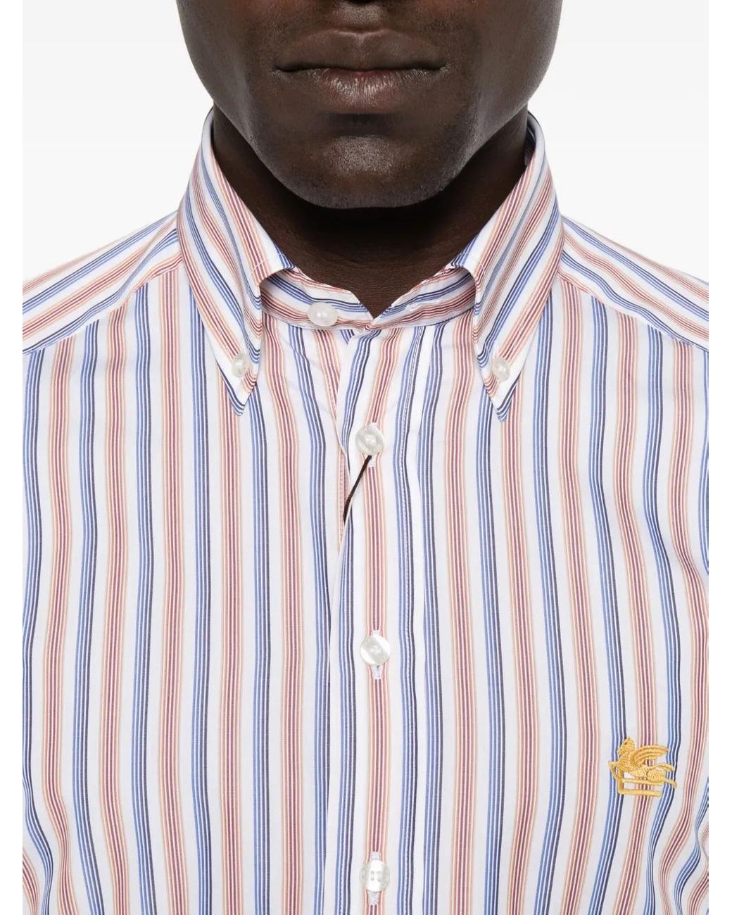 Etro White Striped Long-Sleeved Shirt for men