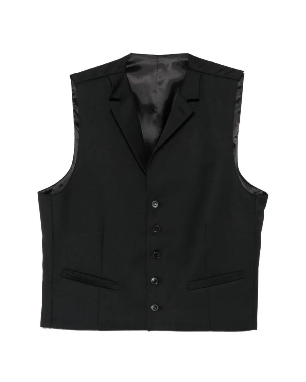 Karl Lagerfeld Black Notch-Lapel Button-Up Waistcoat for men