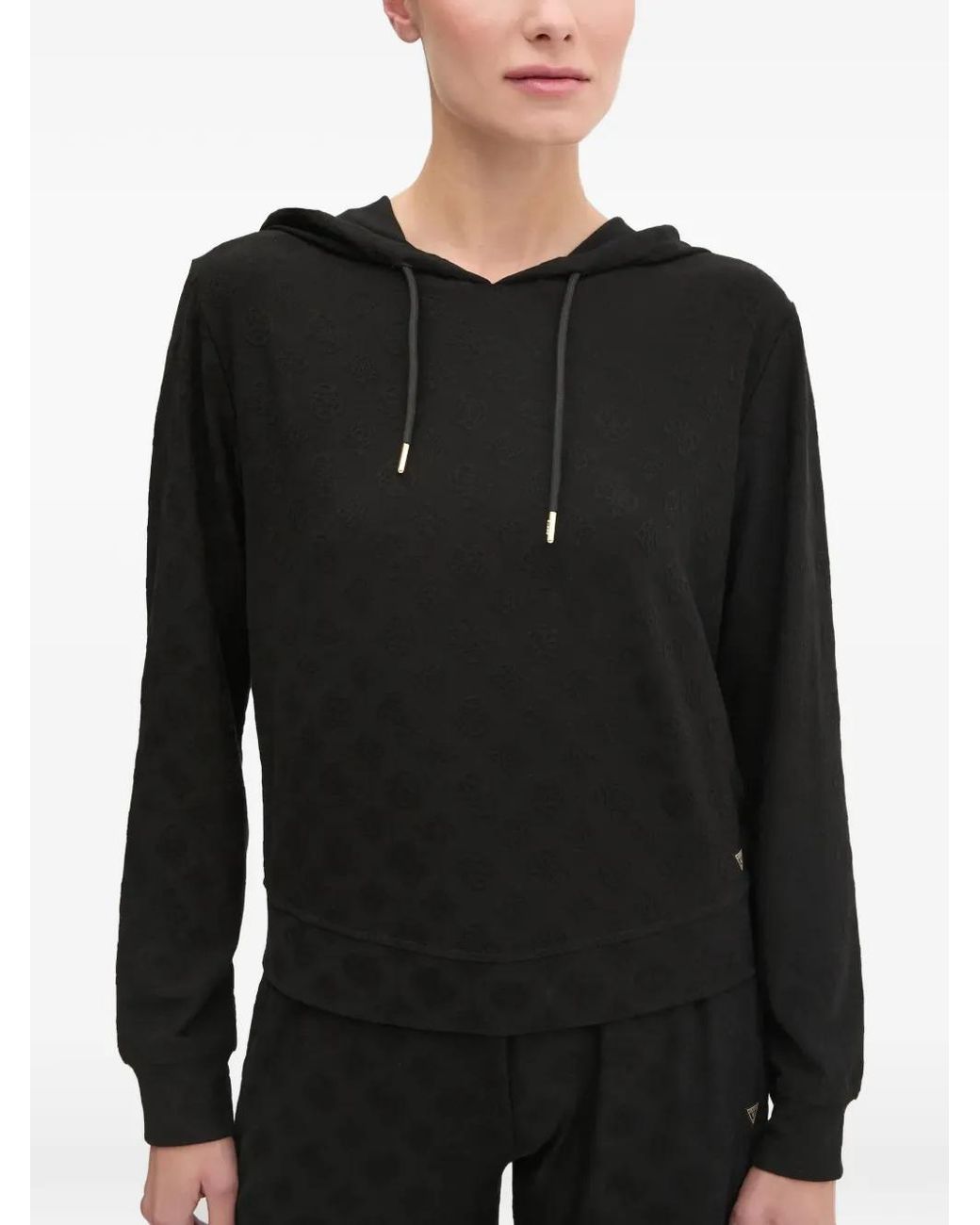 Guess Top Met Capuchon En Patroon in het Black