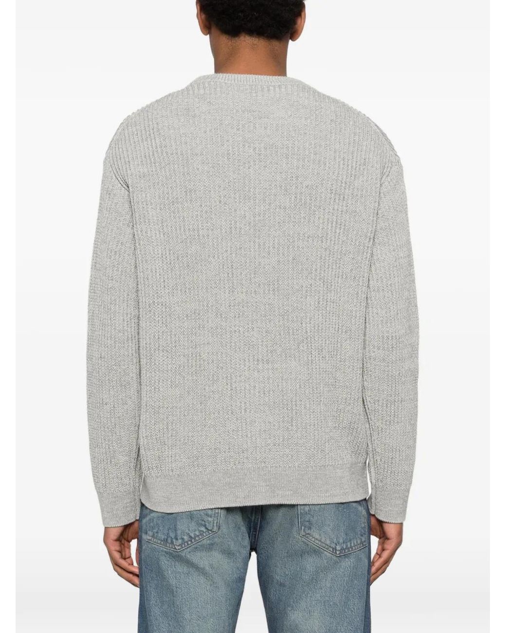 Maison Kitsuné Gray Maison Kitsuné Fox Head Cotton Ribbed Jumper for men