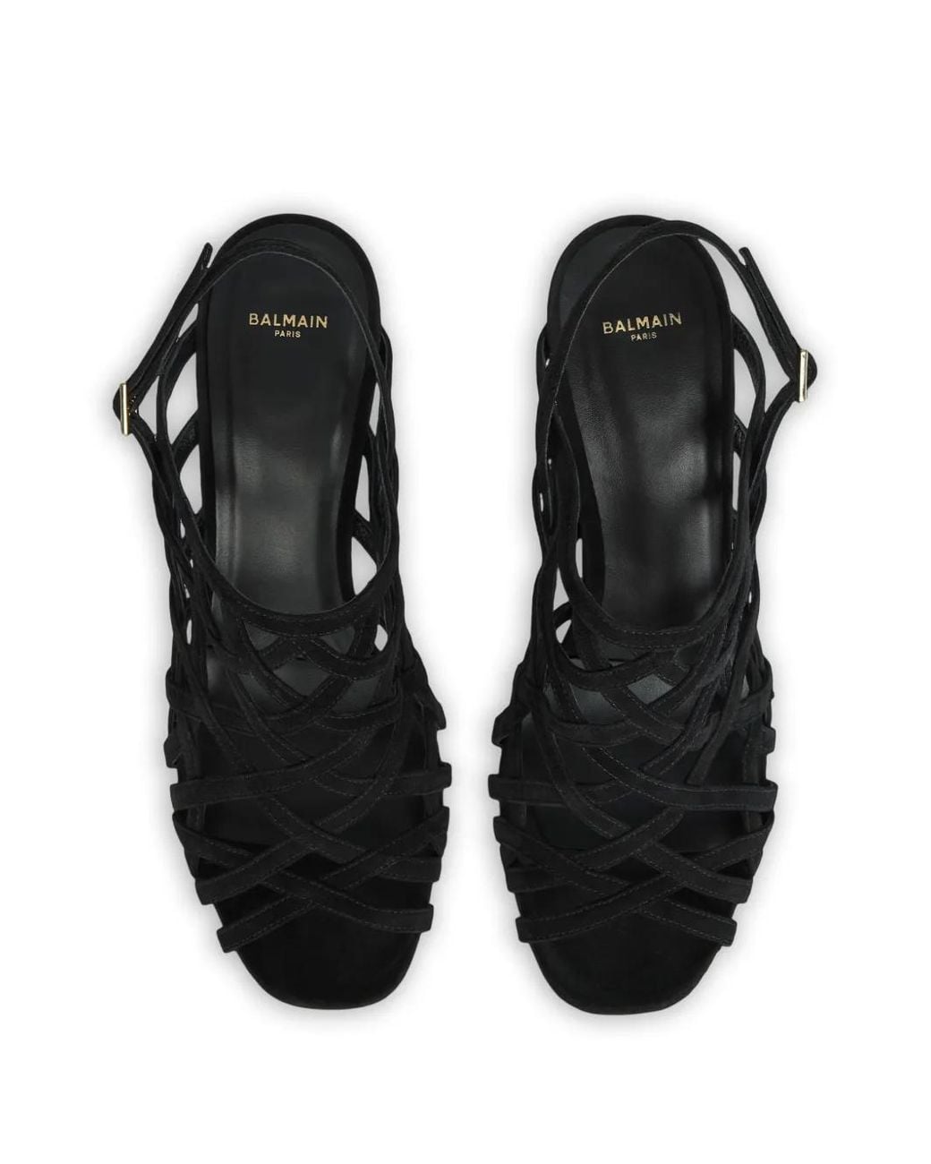 Balmain Black Wedge Cage Sandals