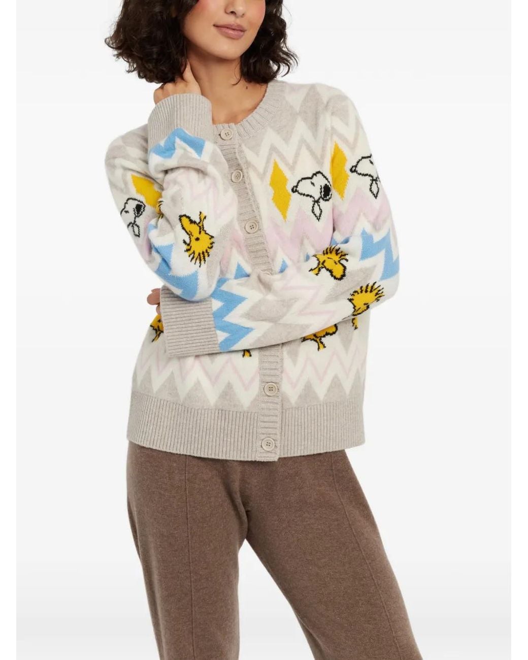Chinti & Parker White Snoopy Fair Isle Cardigan