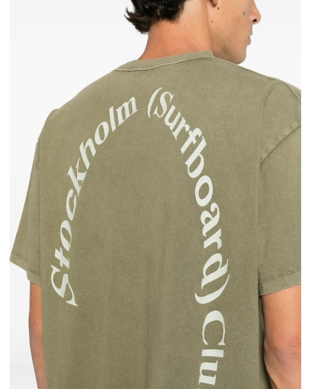 Stockholm Surfboard Club Green Logo-Print Cotton T-Shirt for men