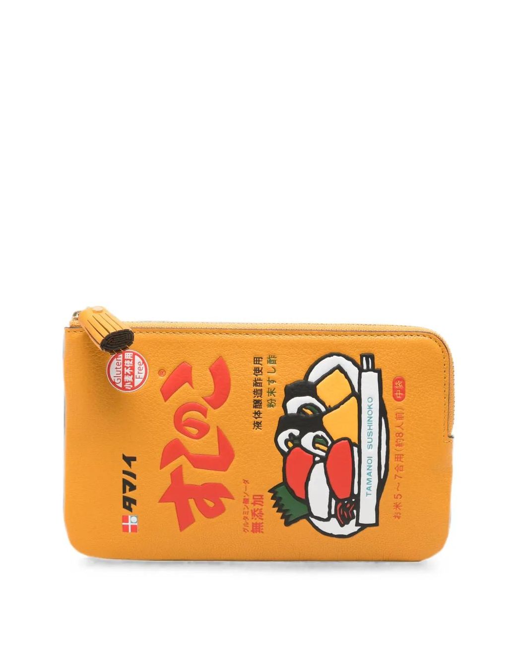 Anya Hindmarch Orange Sushi No Ko Zip Loose Pocket Capra Leather