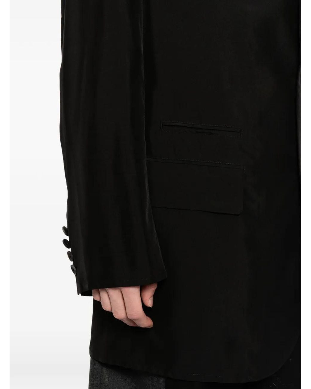 Yohji Yamamoto Black Notched-Lapel Long-Sleeve Jacket for men