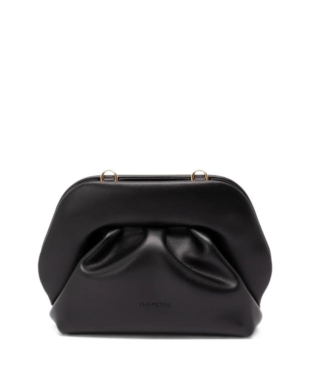 THEMOIRÈ Black Small Bios Ruched-Detail Clutch Bag