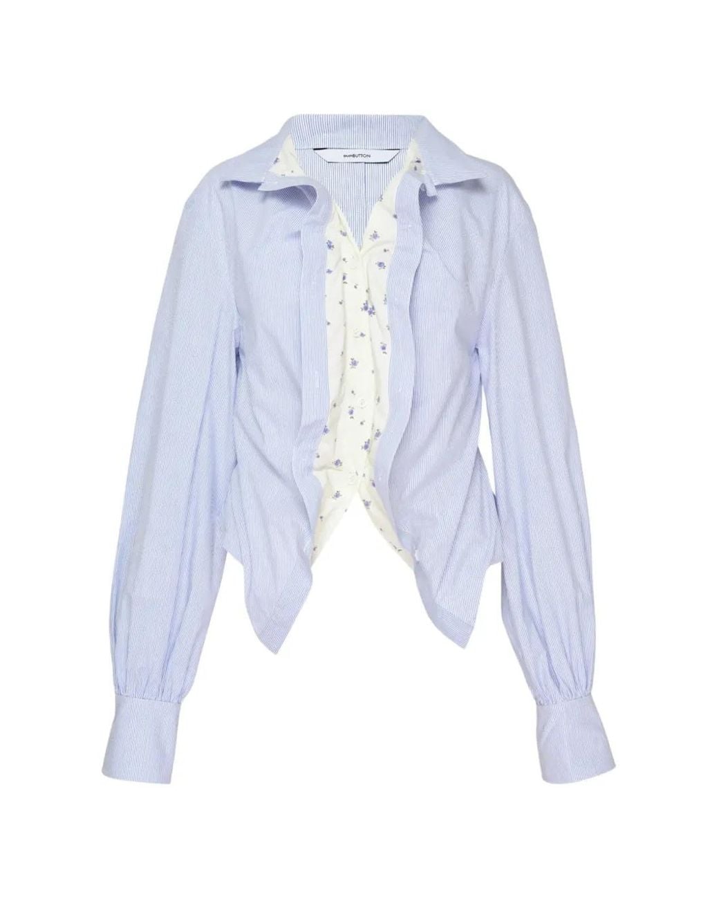 Blusa De Rayas A Capas Pushbutton de color Blue