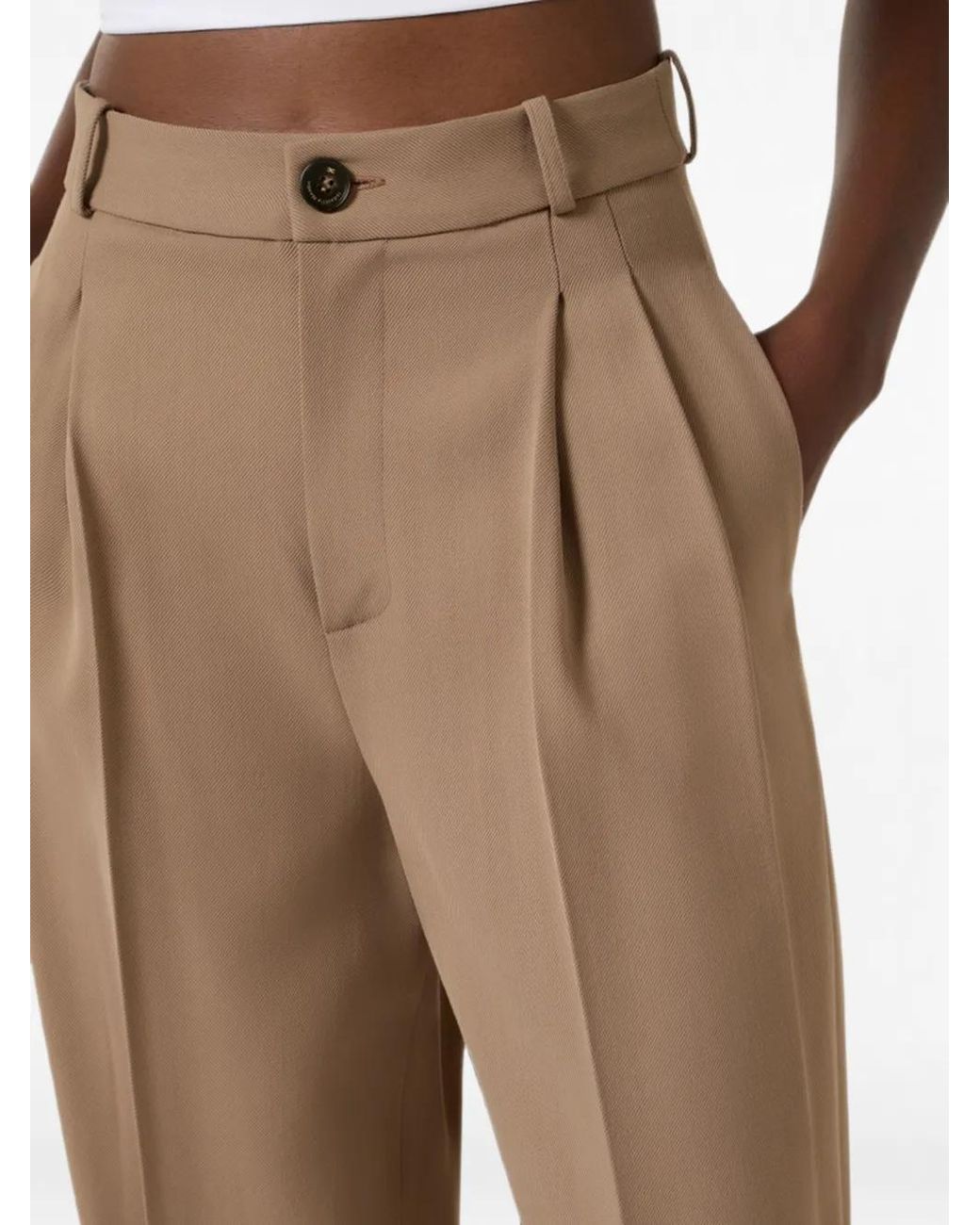 Elisabetta Franchi Natural Gabardine Trousers With Darts