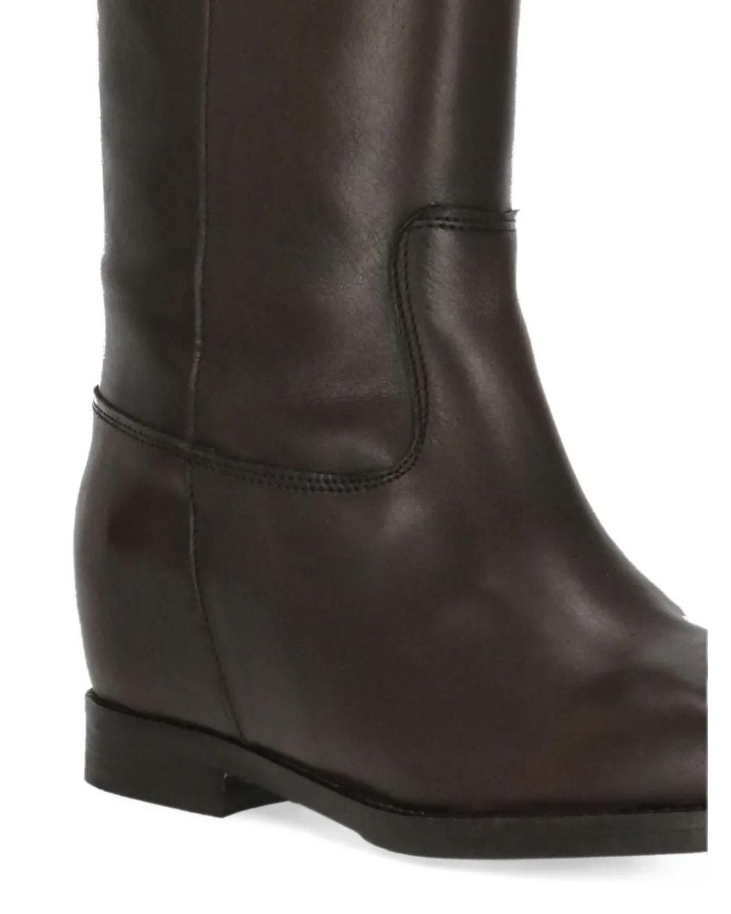Julie Dee Black Leather Knee-High Boots