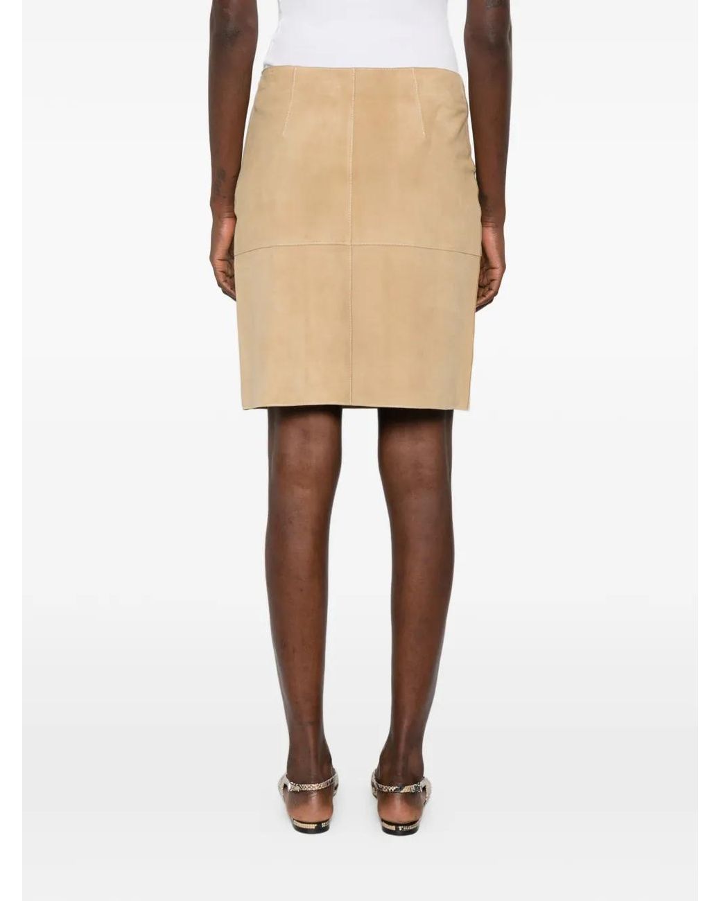 P.A.R.O.S.H. Natural Minuetto Suede Mini Skirt