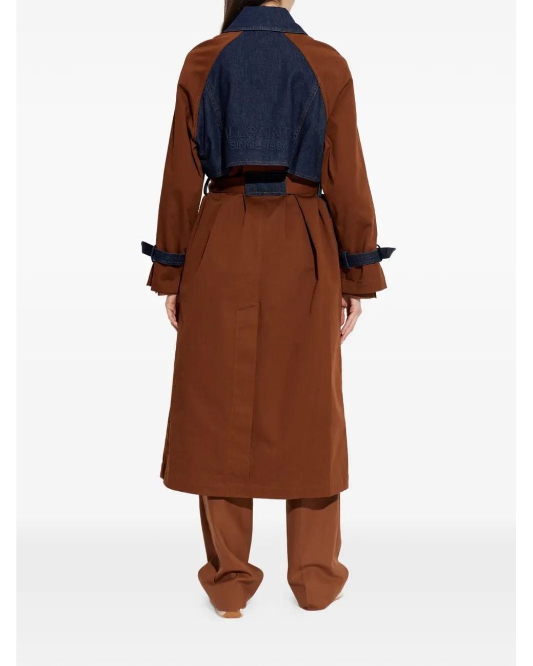 AllSaints Brown Daily Belted Panelled Coat