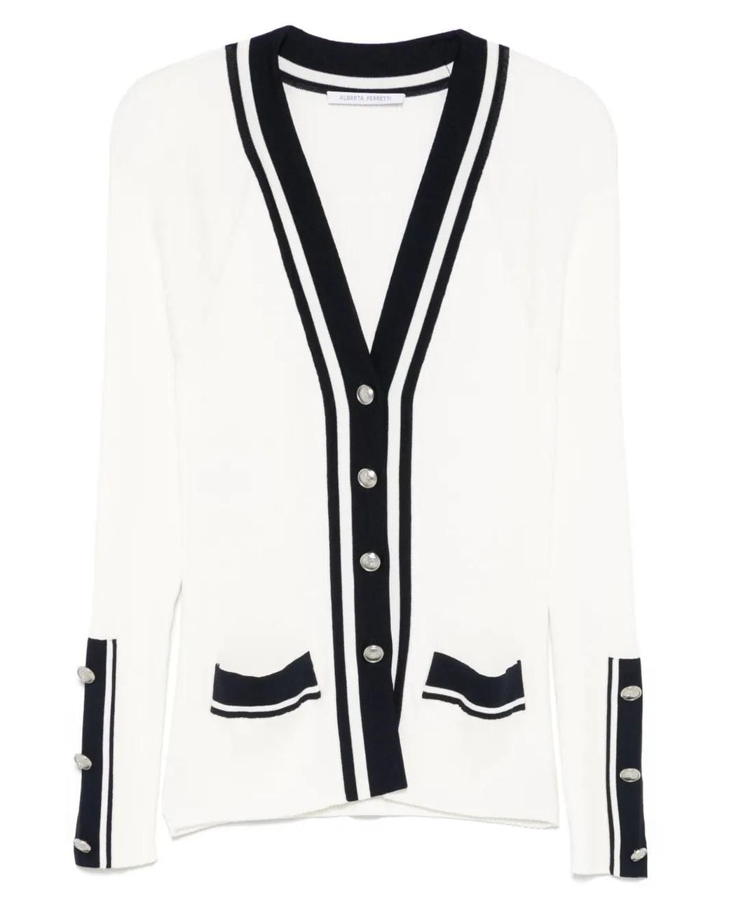 Alberta Ferretti Black Contrast-Trim Cardigan