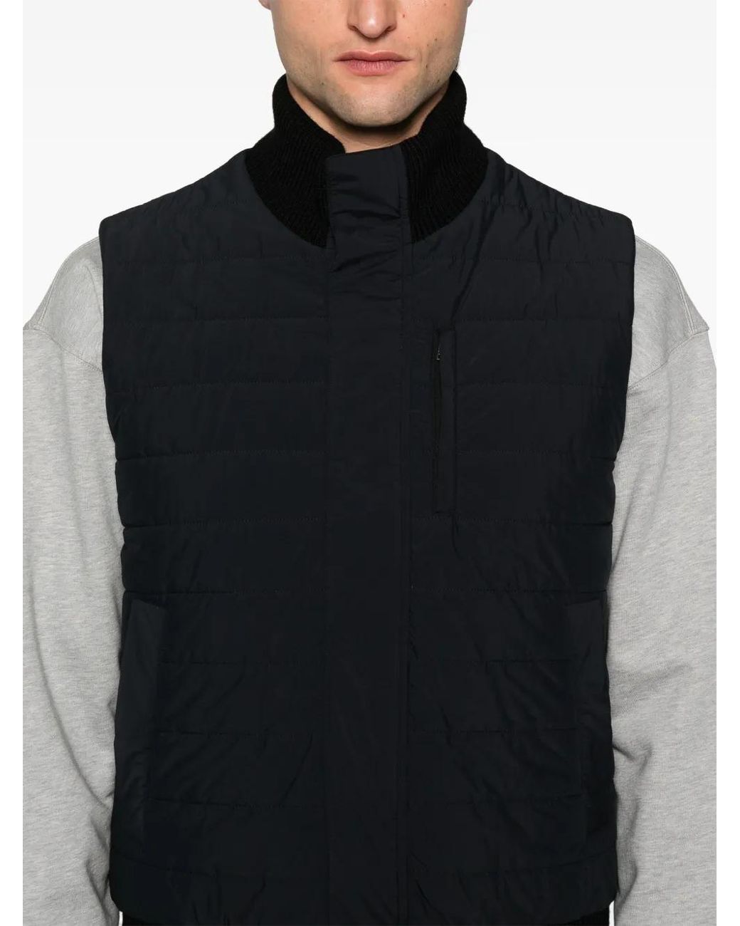 Herno Black Quilted Zip-Up Gilet for men