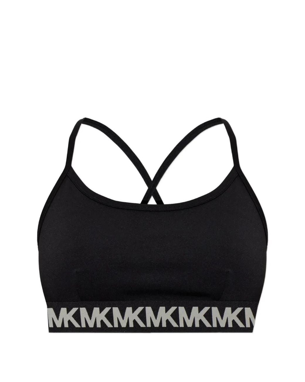 MICHAEL Michael Kors Black Logo-Tape Cross-Back Crop Top