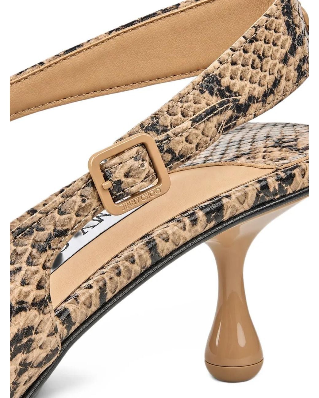 Jimmy Choo Natural Amel Snakeskin-Effect Slingback Pumps