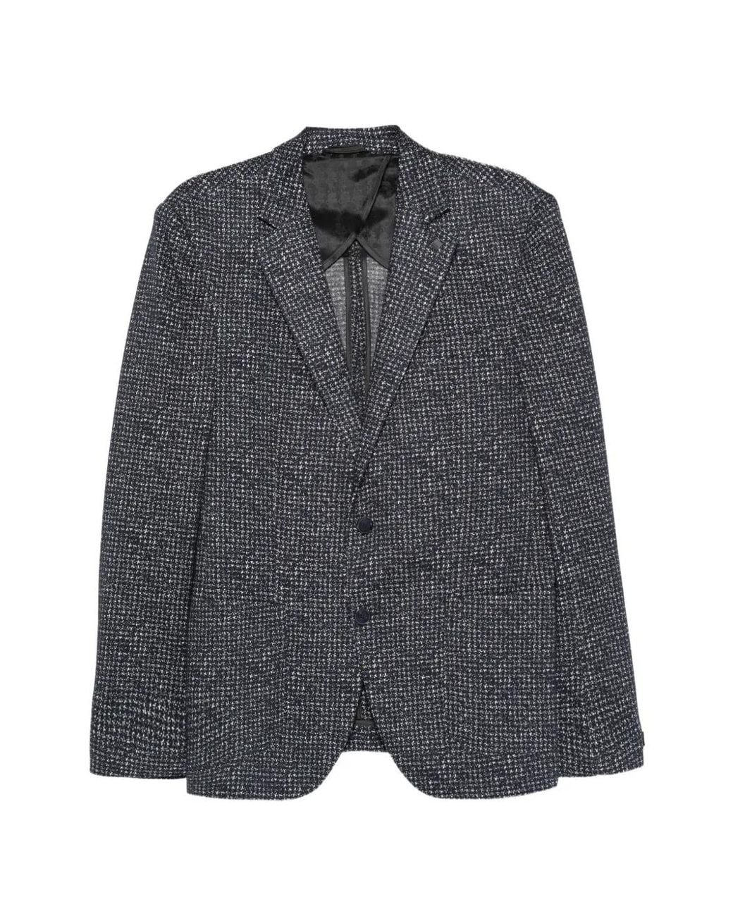 Karl Lagerfeld Gray Smart Tweed-Effect Single-Breasted Blazer for men