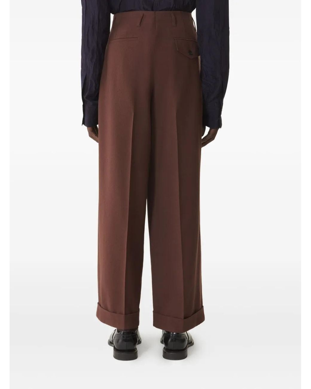 Lanvin Brown Pleated-Front Trousers for men
