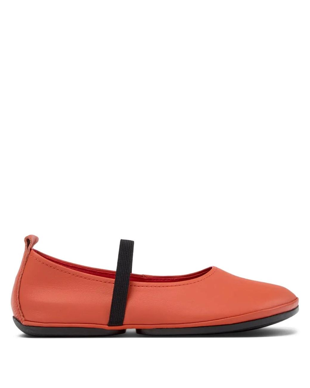Camper Red Ballerines Right En Cuir À Bande Élastique
