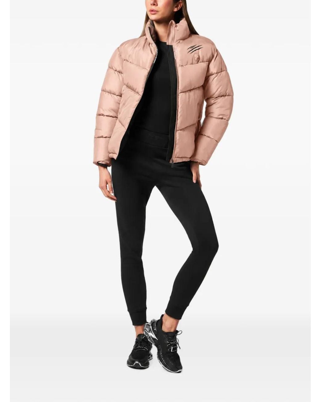 Philipp Plein Pink Helsinki Logo-Patch Puffer Jacket