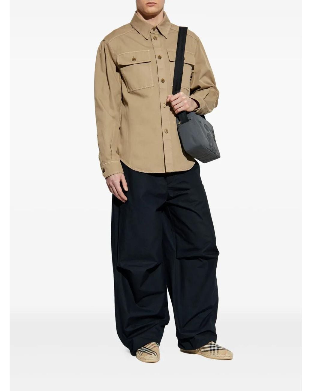 Burberry Natural Button-Up Utility Shirt for men