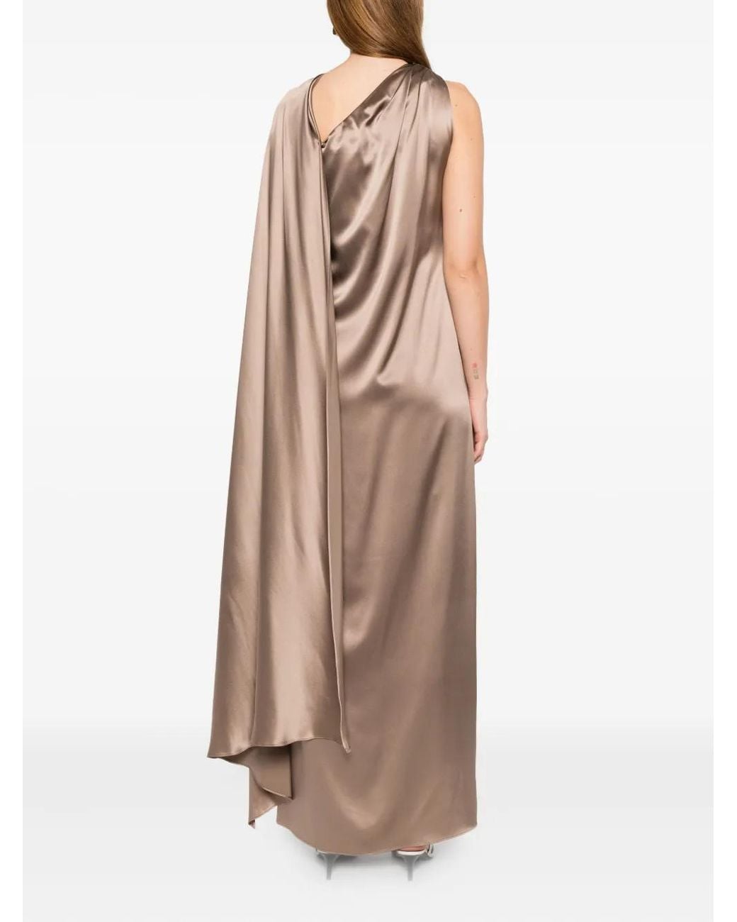 Max Mara Gedrapeerde Maxi-Jurk in het Natural