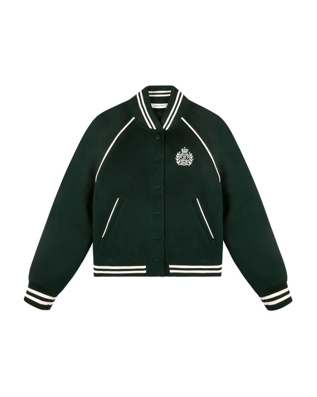Sporty & Rich Green H&W Crest Varsity Jacket