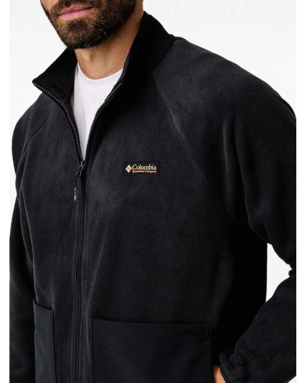 Columbia Black Sauvie Sky Logo-Patch Zip-Up Sweater for men