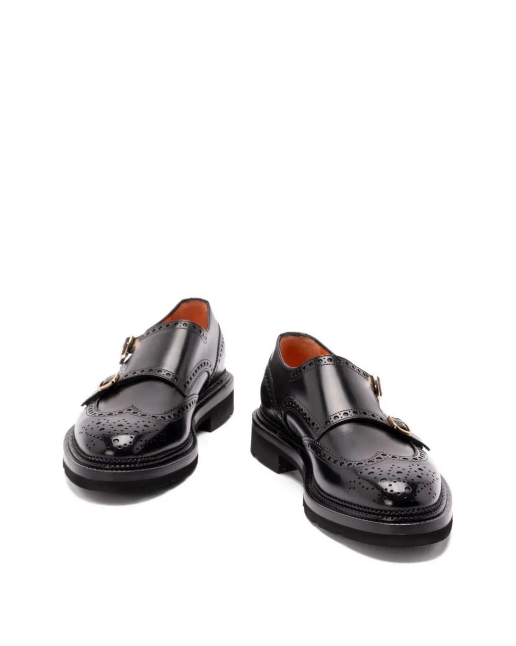 Santoni Black Double-Strap Monk Shoes for men