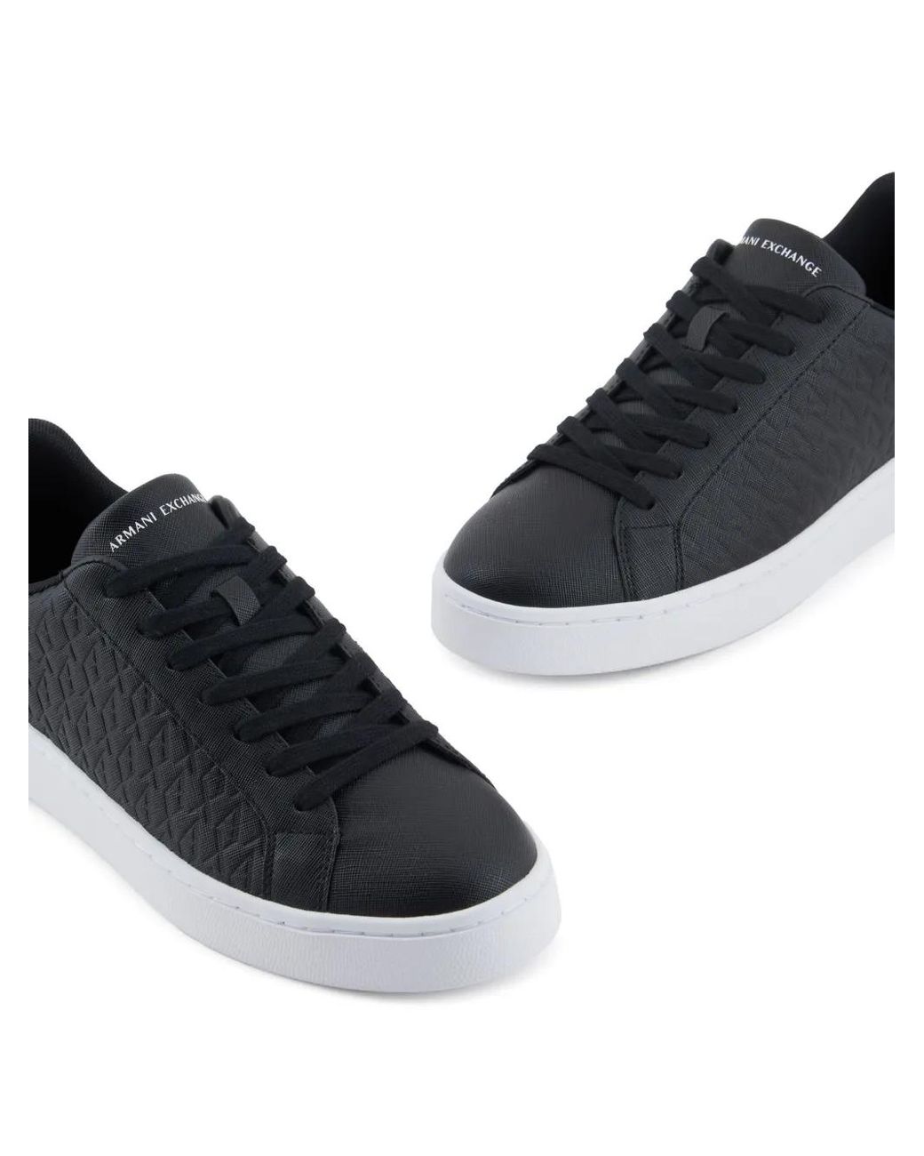 ARMANI EXCHANGE Black Monogram-Debossed Sneakers for men