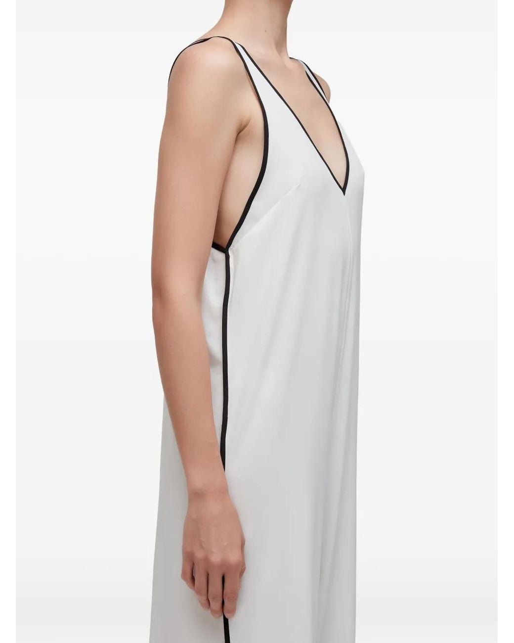 Osklen White V-Neck Side-Stripe Jumpsuit