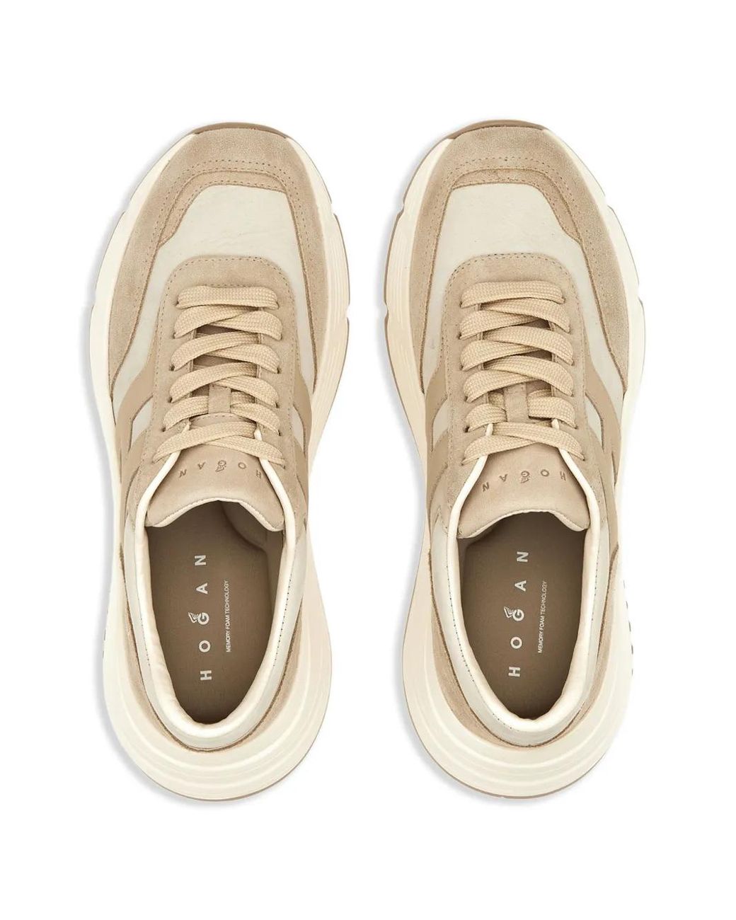 Hogan Natural Chunky Suede Cream Leather Sneakers