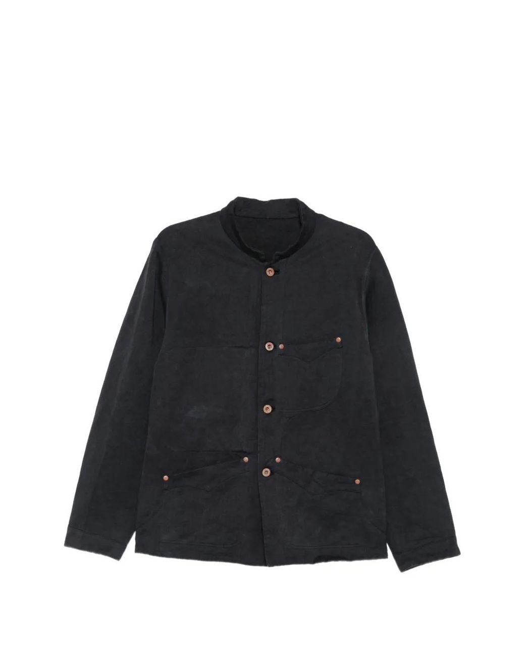 LOÏS DIONISIO Black Herringbone Button-Up Shirt Jacket for men