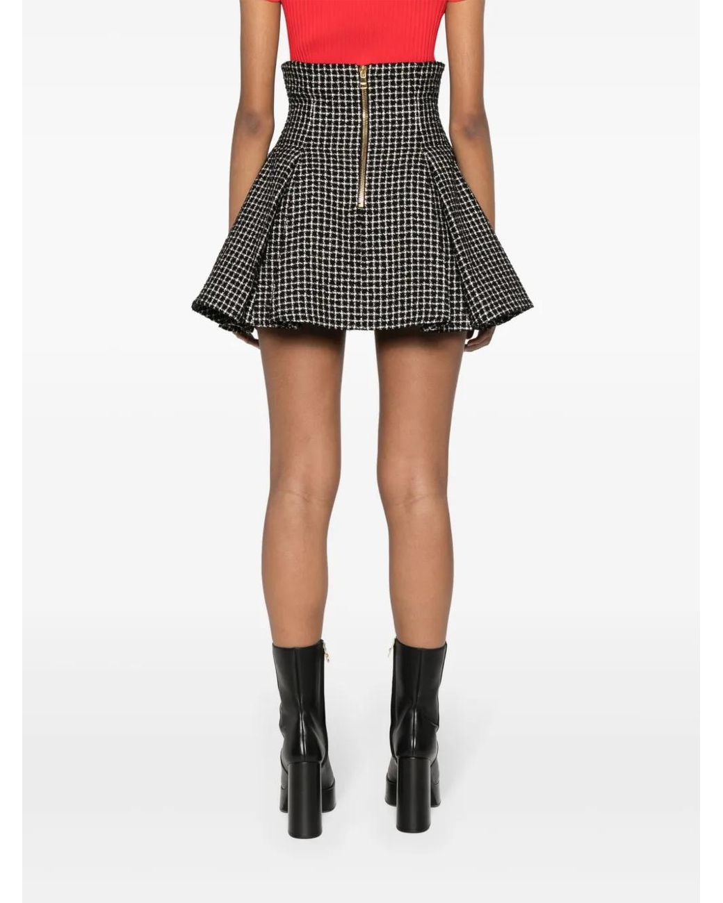 Balmain Black Tweed Tulip Mini Skirt