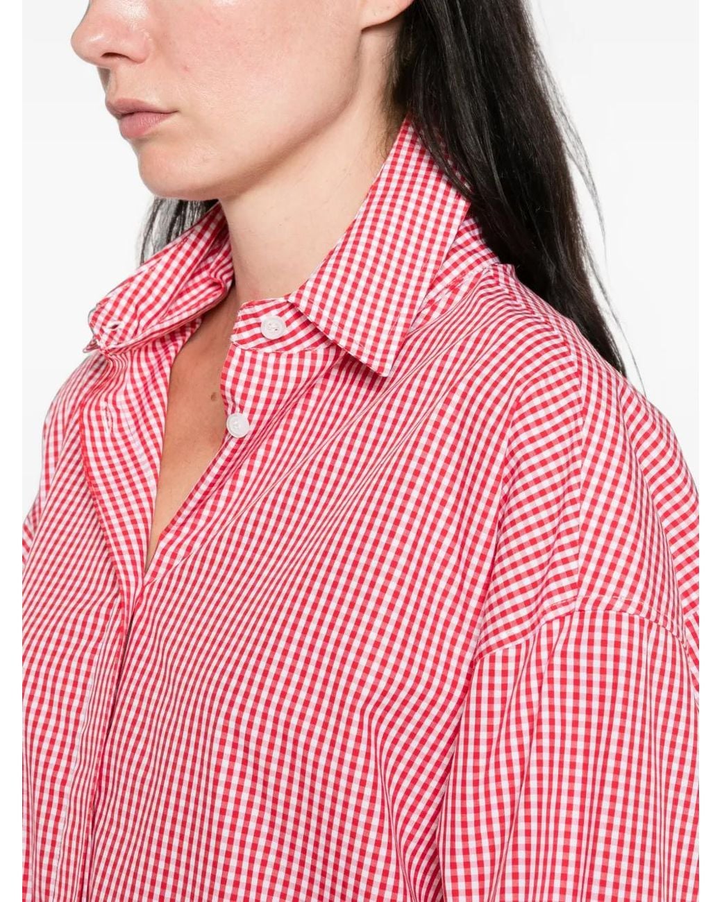 Marie Adam-Leenaerdt Pink Gingham-Check Oversized Shirt