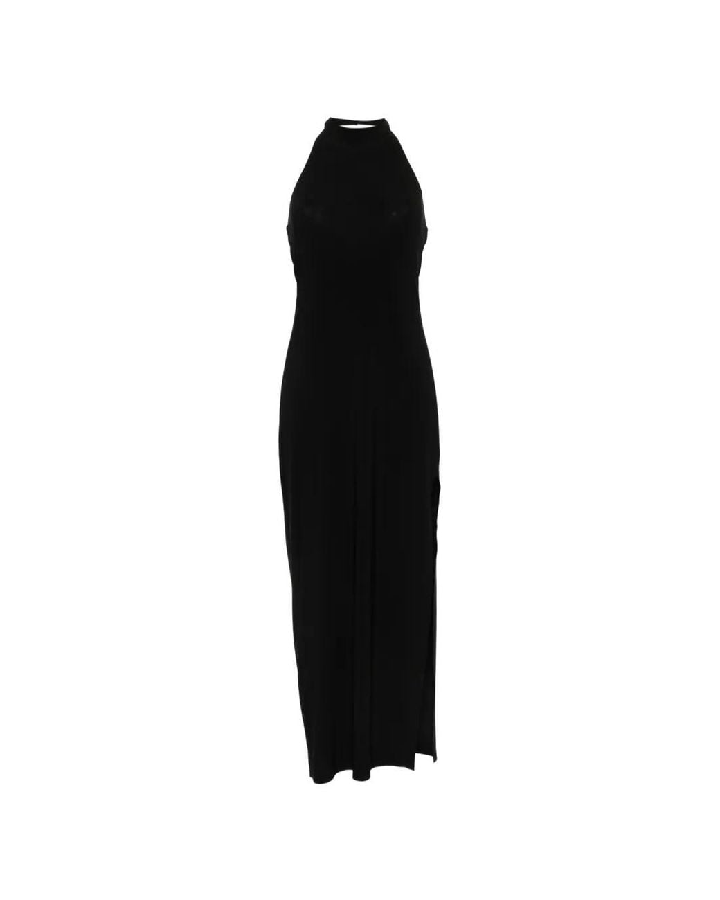 Norma Kamali Black Side Slit Long Dress