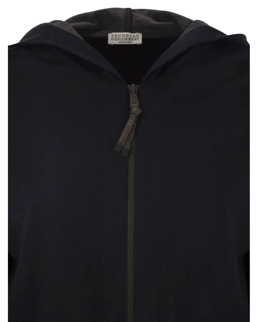 Brunello Cucinelli Black Precious Stripe Hoodie