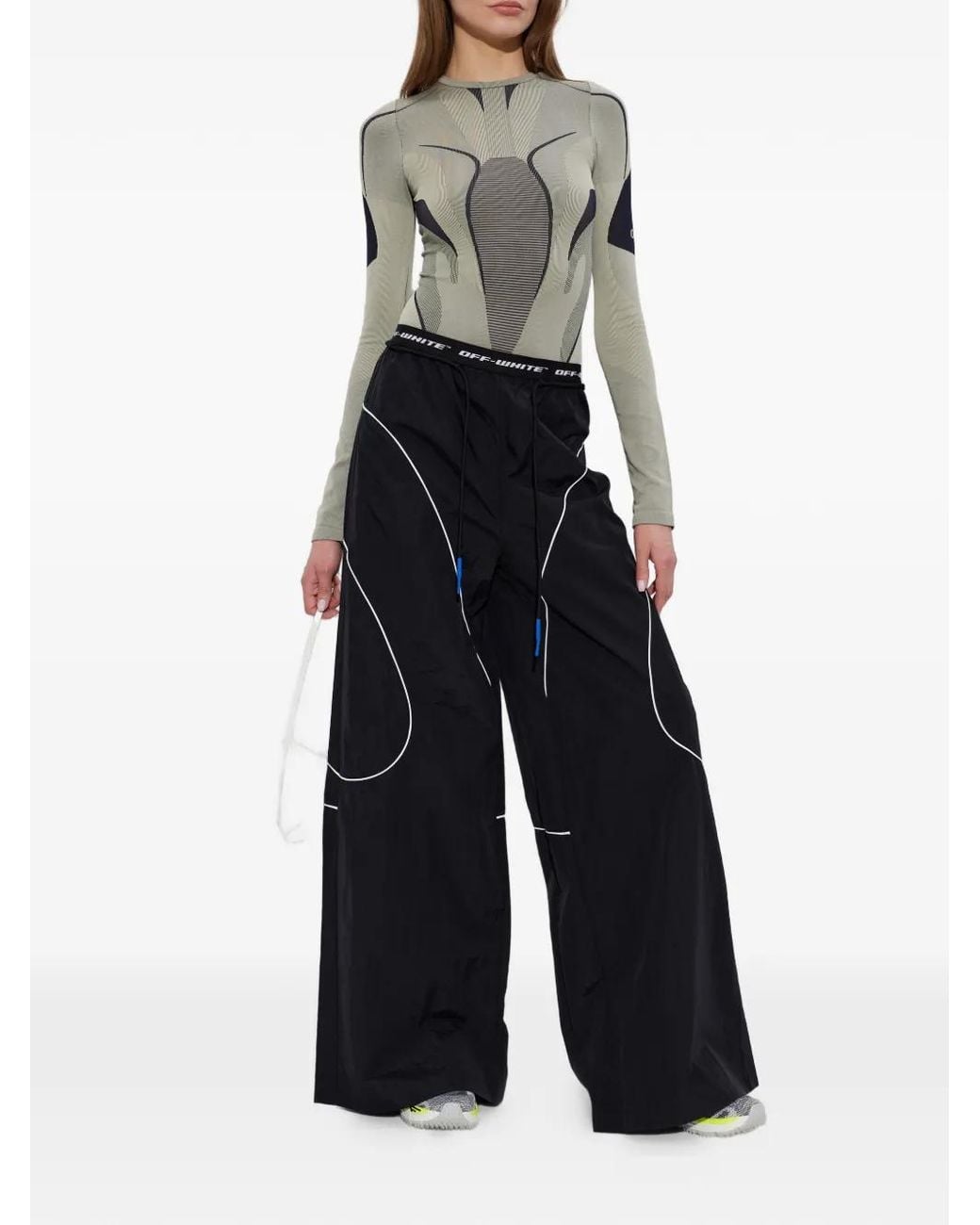 Off-White c/o Virgil Abloh Gray Graphic-Print Long-Sleeve Bodysuit