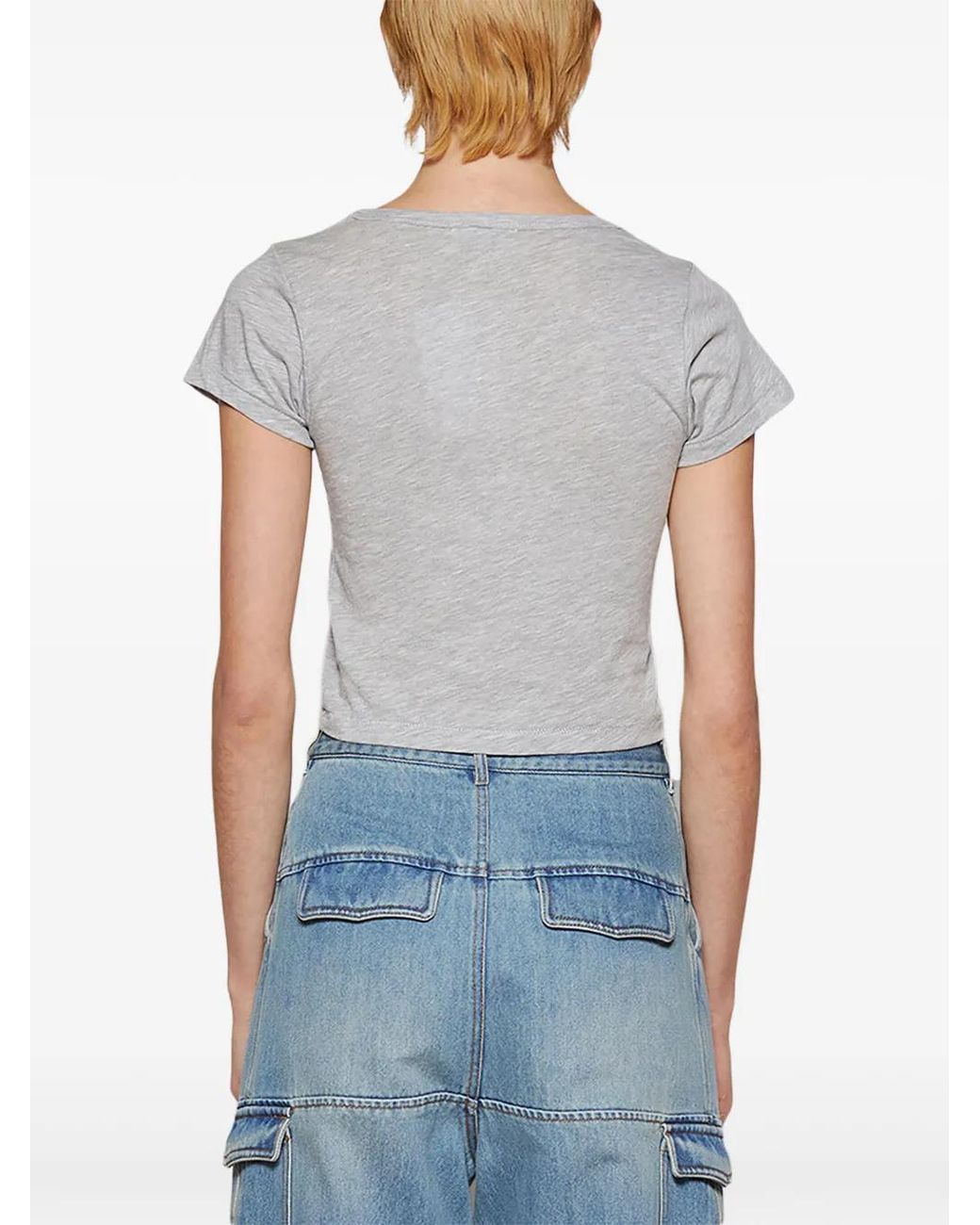 ÉTERNE White Crew-Neck Cropped T-Shirt
