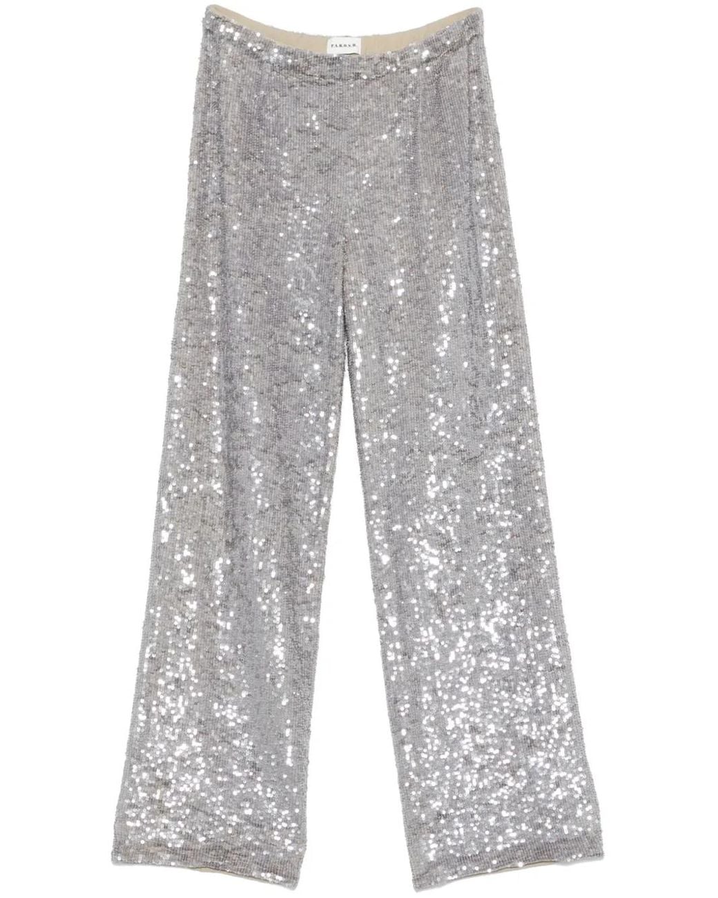 P.A.R.O.S.H. Gray Gong Sequined Trousers