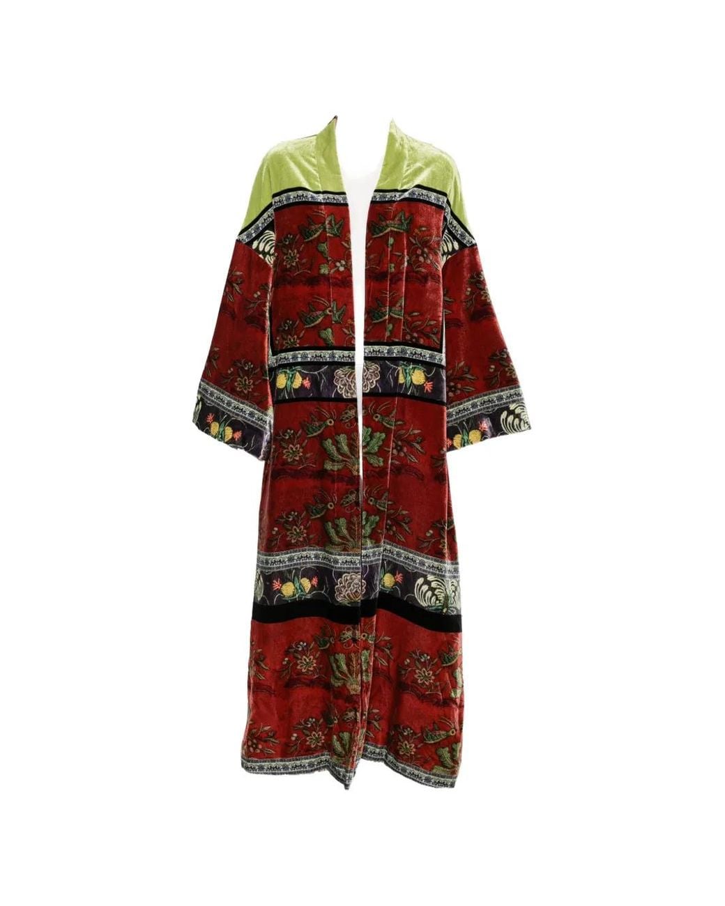 Hui Milano Red Floral-Print Velvet Coat