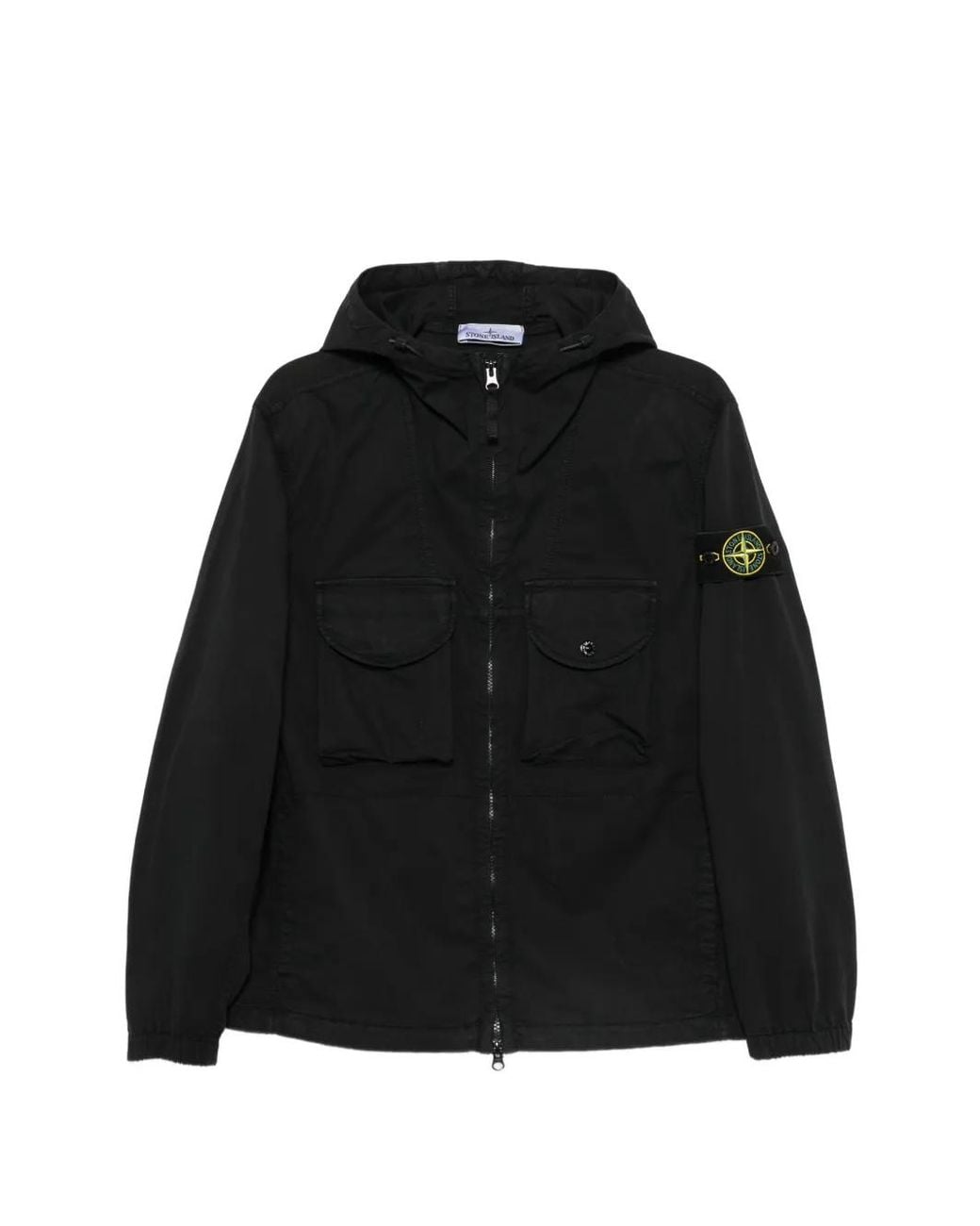 Stone Island Black 1200004 Stretch Organic Cotton Twill Overshirt for men