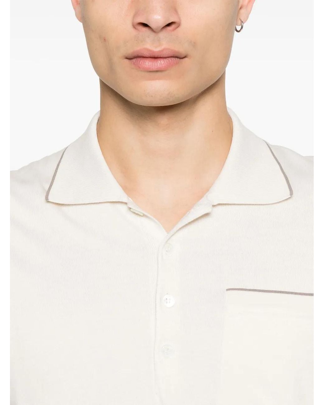 Brunello Cucinelli White Polo Shirt for men