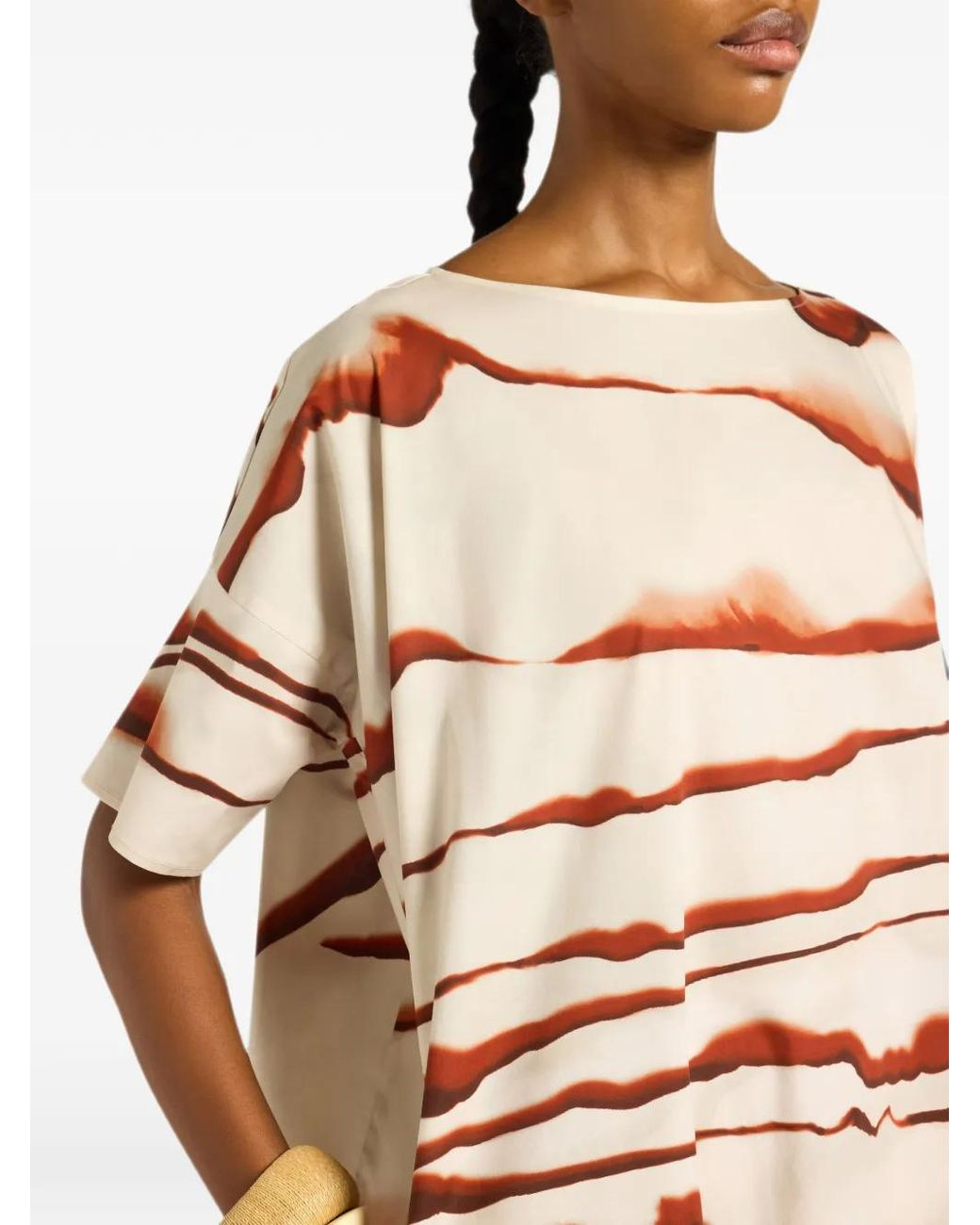 Liviana Conti White Giovanna Abstract-Print Short-Sleeve Dress