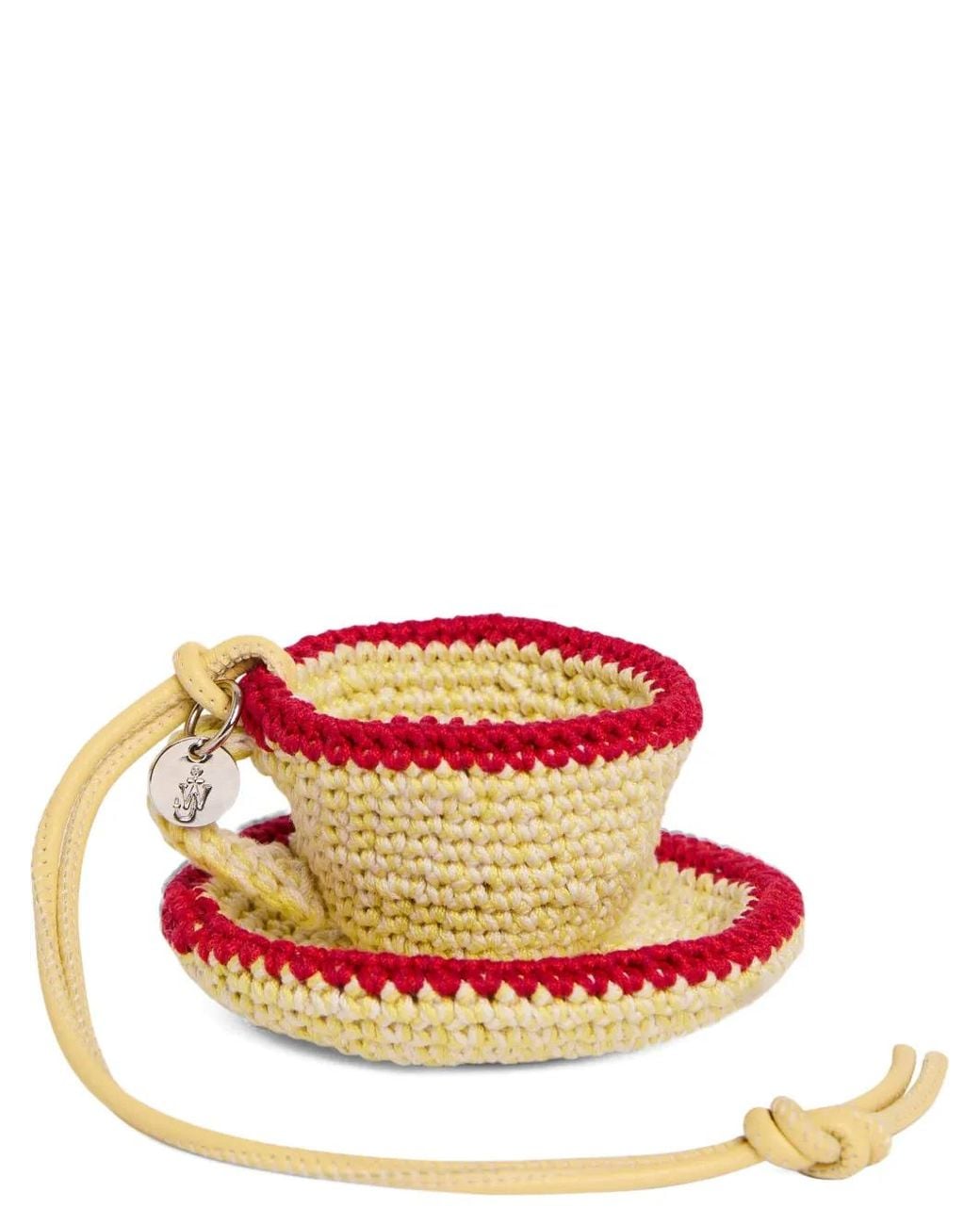 J.W. Anderson White Crocheted Teacup Bag Charm