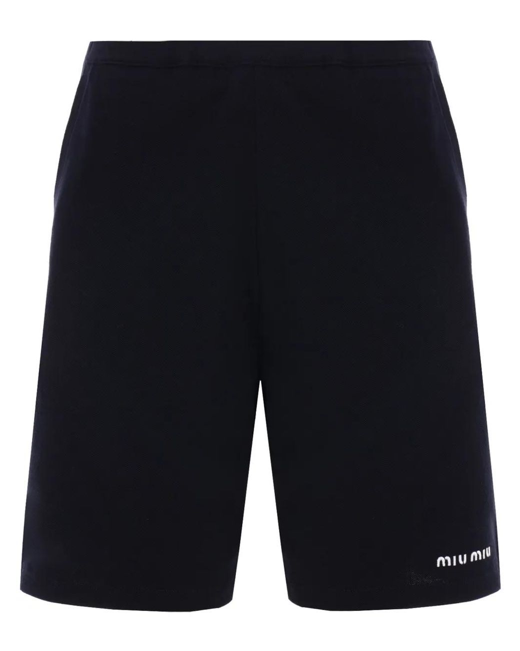 Miu Miu Blue Logo-Embroidered Shorts