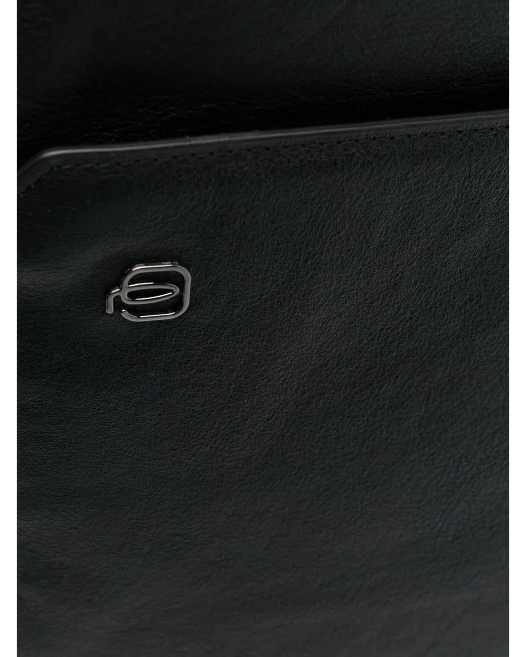 Piquadro Black Logo-Patch Leather Backpack for men