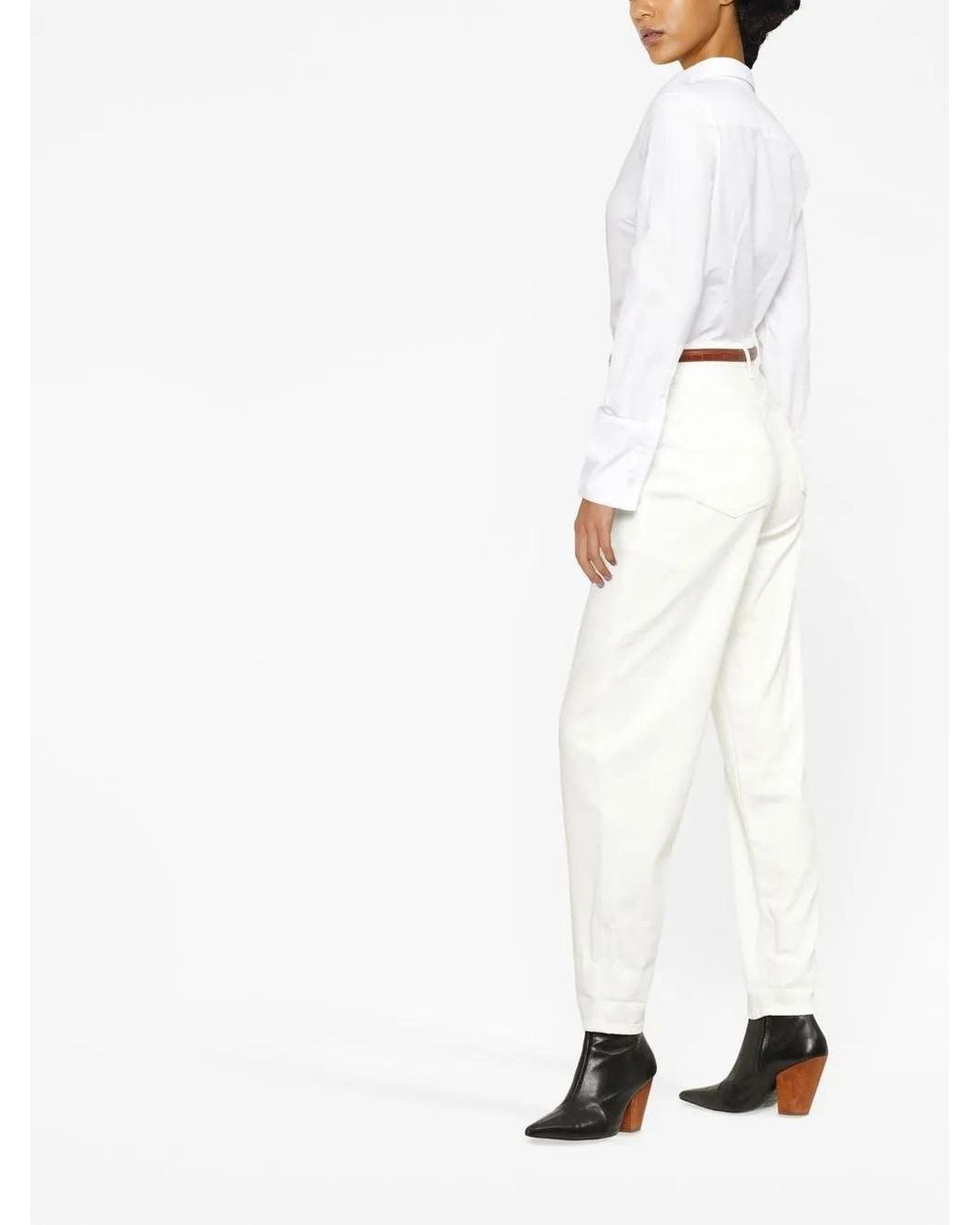 Elisabetta Franchi White High-Waisted Straight Trousers