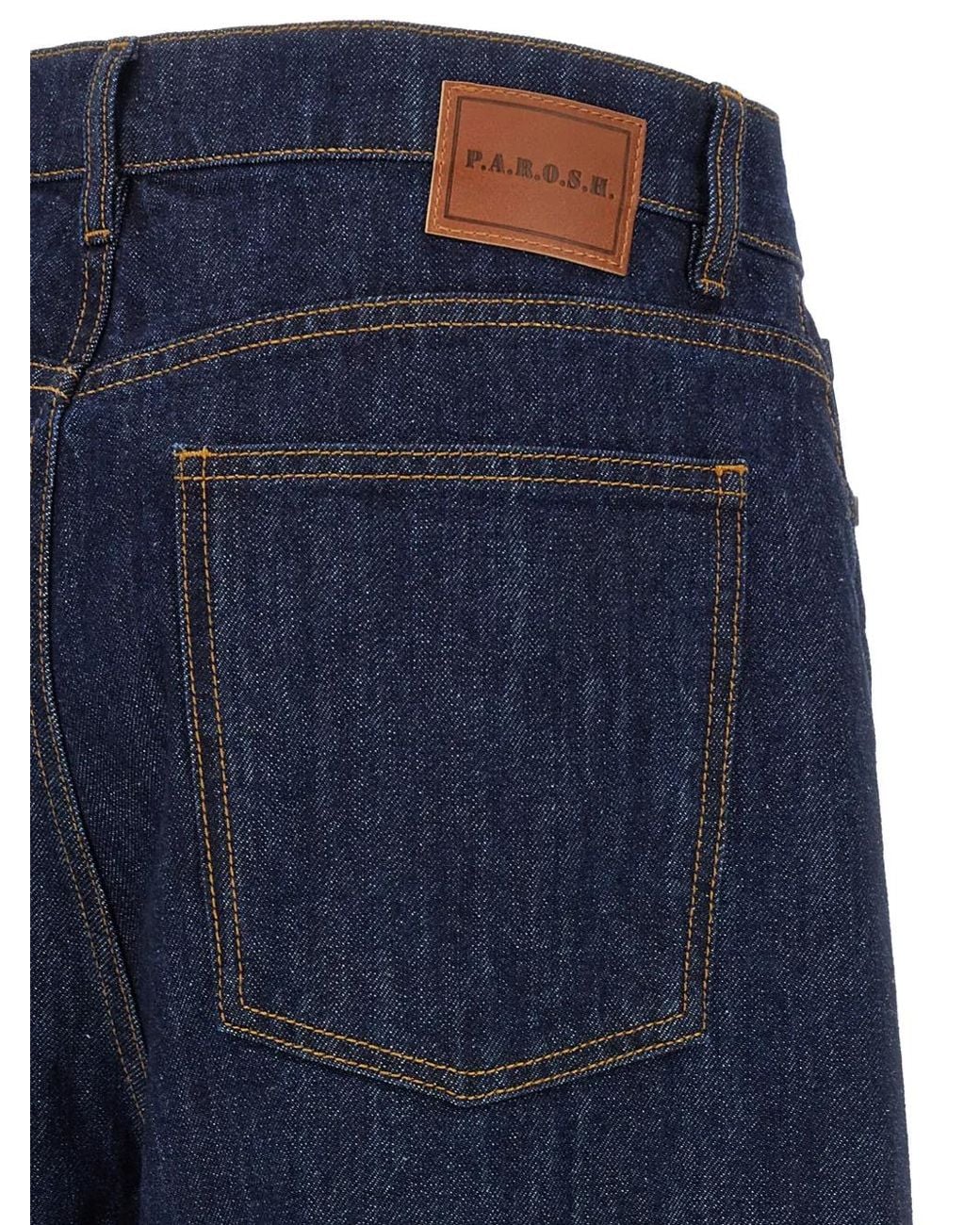 P.A.R.O.S.H. Blue Turn-Up Cuff Wide-Leg Jeans
